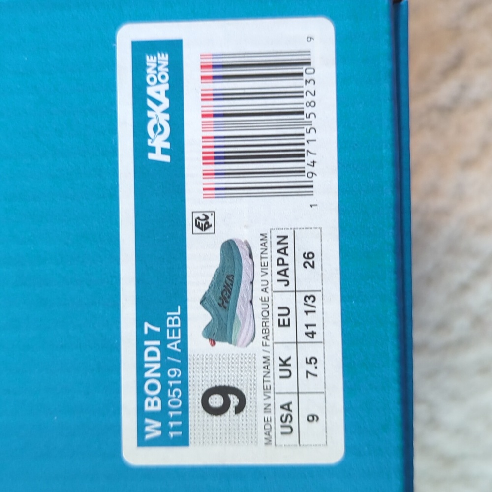 NIB Hoka One One W Bondi 7 Size 9 Teal